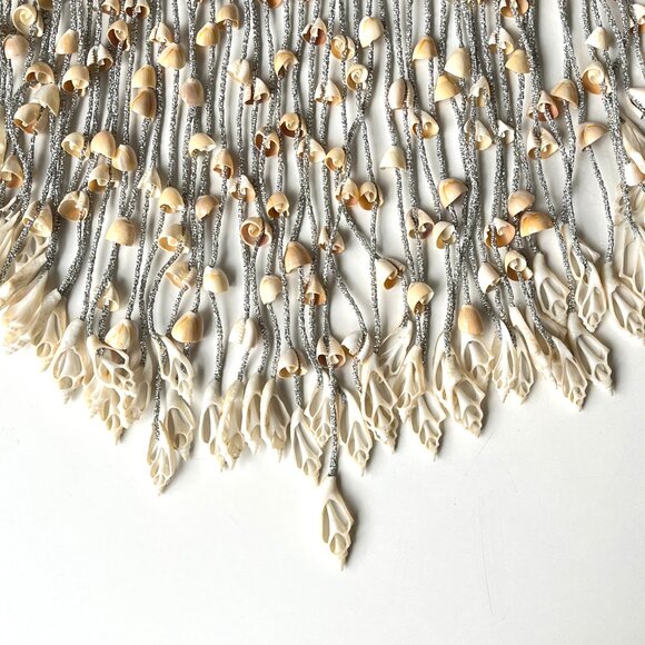 Rare Vintage 70s Cowrie and Chula Sea Shell Jewelry Crown Head Piece Wig OS